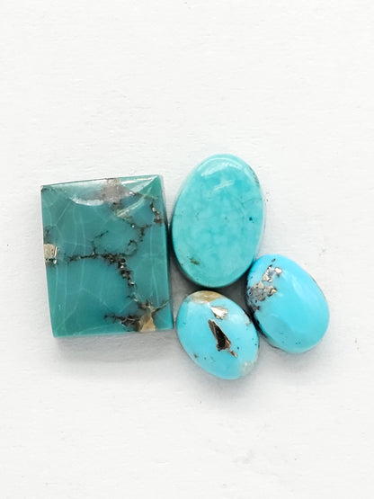 Mexican Turquoise Lot with Pyrite Cabochon | Artisan Cut Gemstone