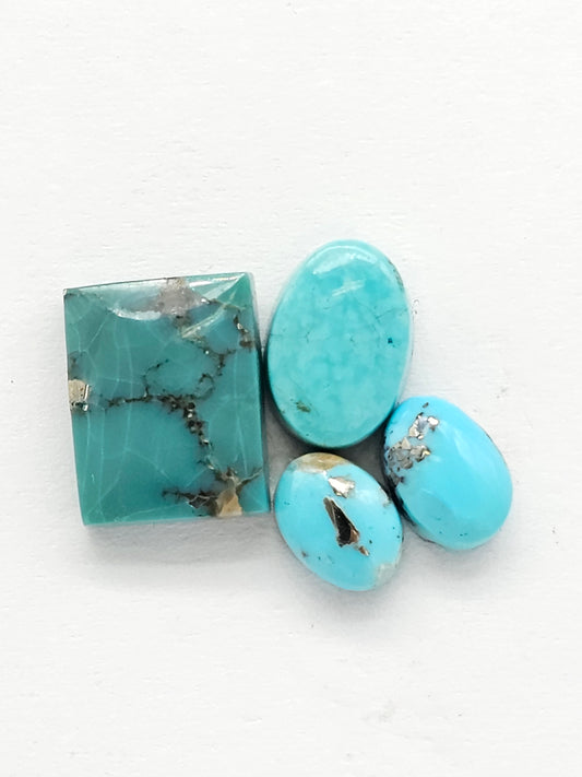 Mexican Turquoise Lot with Pyrite Cabochon | Artisan Cut Gemstone