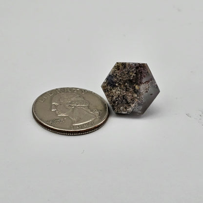 Moss agate high hexagon cabochon