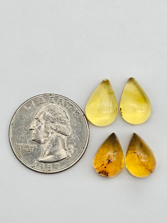 Amber authentic cabochon pair lot