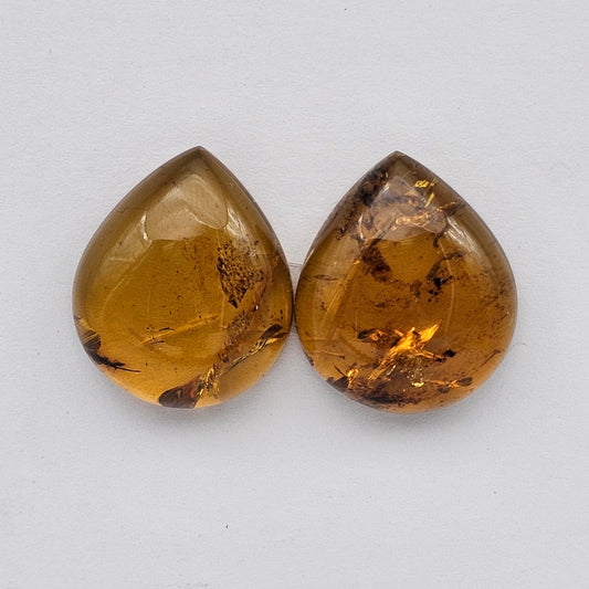 Amber authentic cabochon pair large