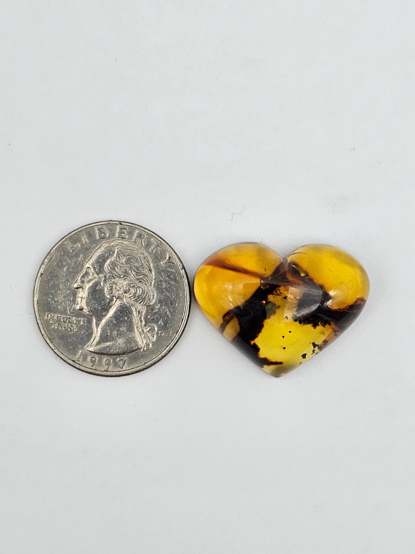 Amber authentic heart cabochon large