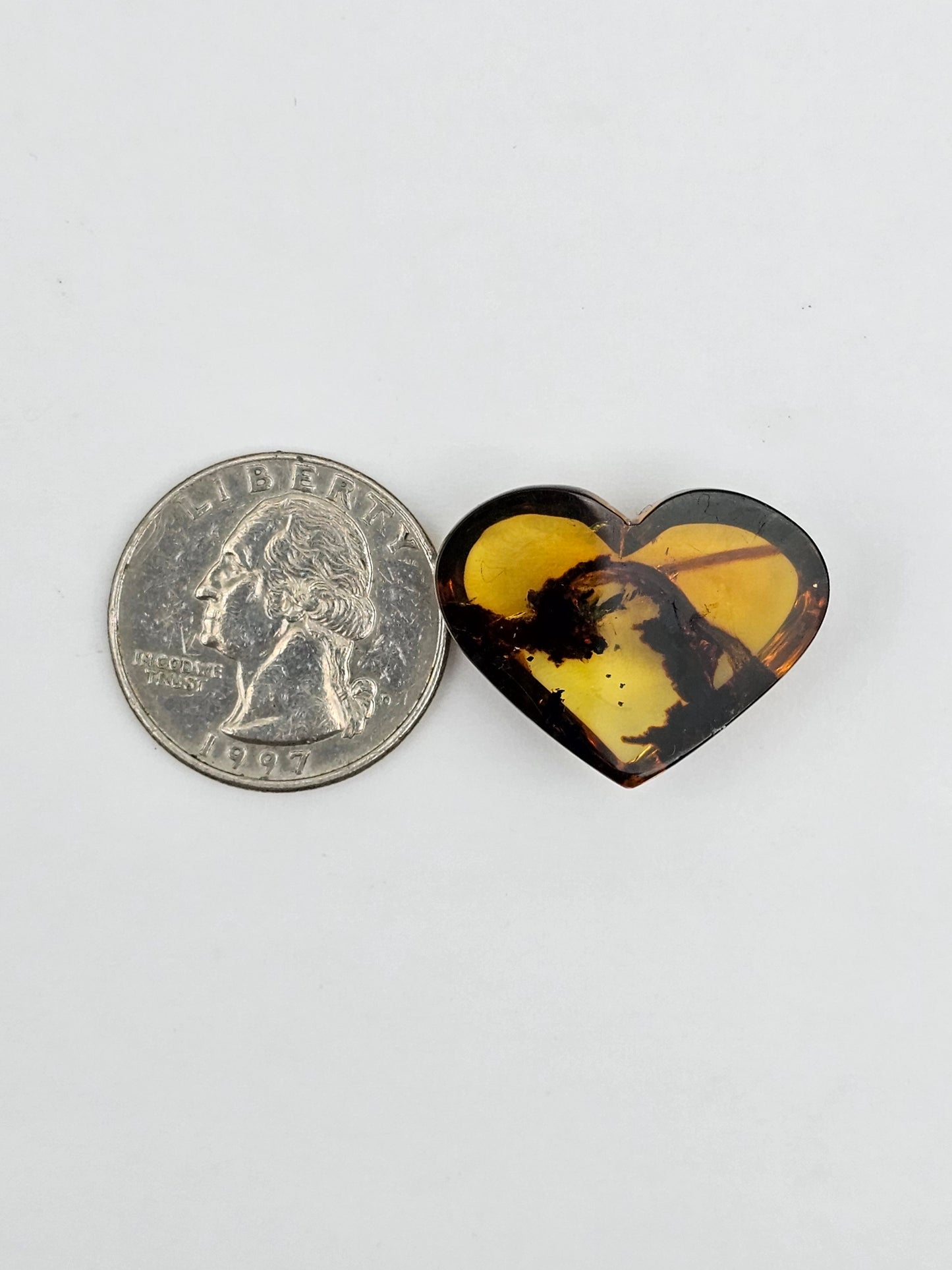 Amber authentic heart cabochon large