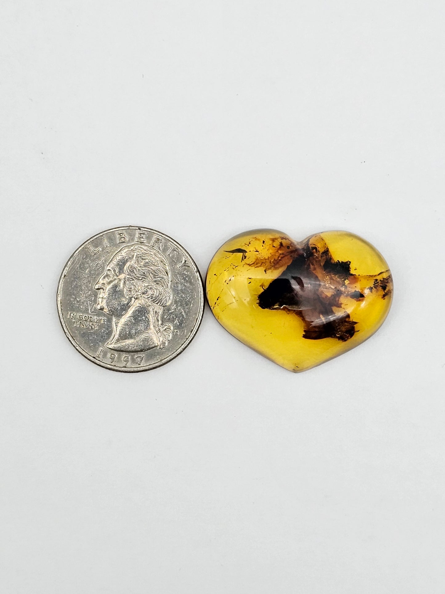 Amber authentic heart cabochon large