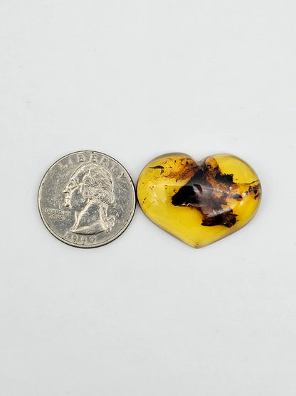 Amber authentic heart cabochon large