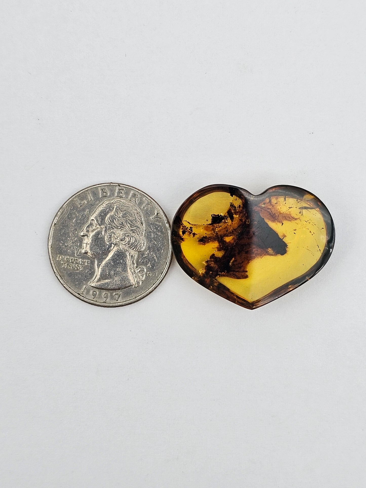 Amber authentic heart cabochon large