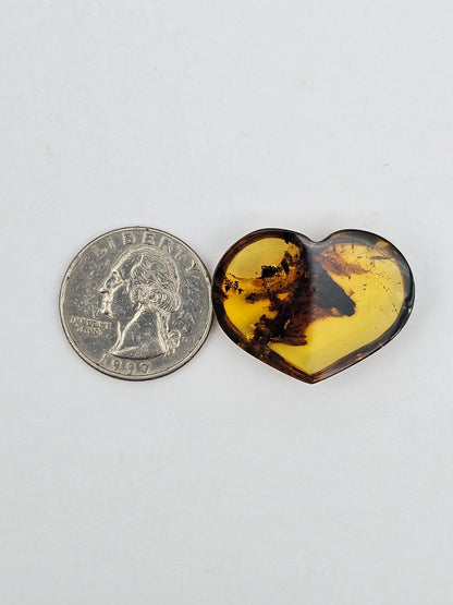 Amber authentic heart cabochon large