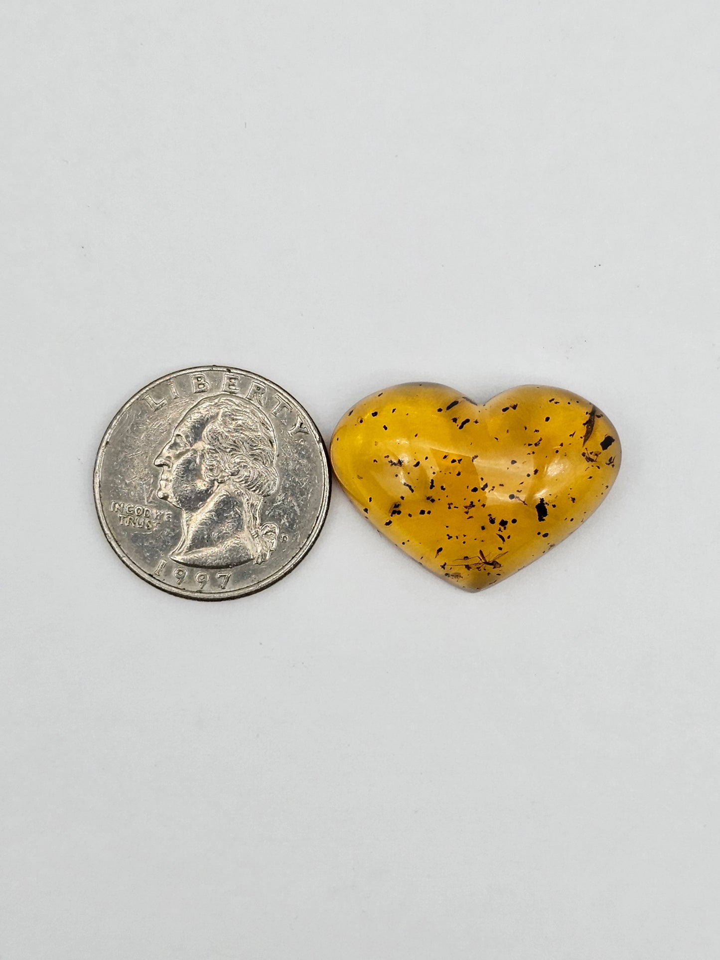 Amber authentic heart cabochon large