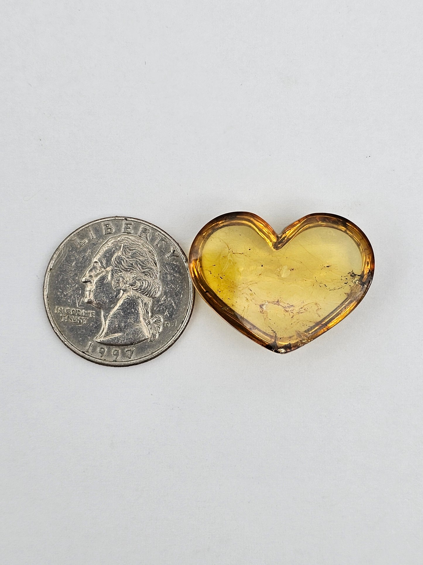 Amber authentic heart cabochon large