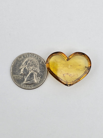 Amber authentic heart cabochon large