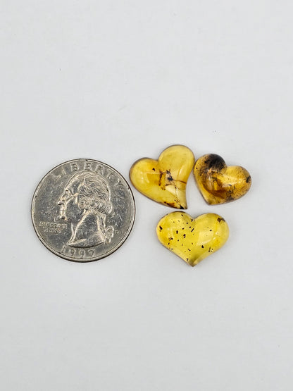 Amber authentic heart cabochon set large