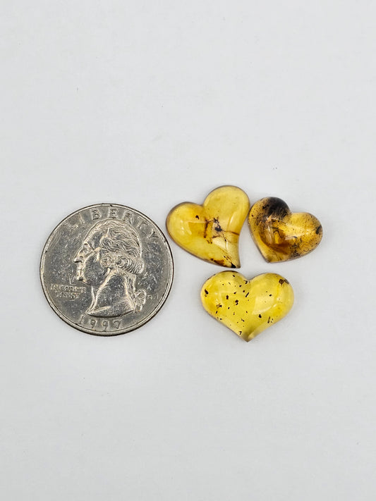 Amber authentic heart cabochon set large