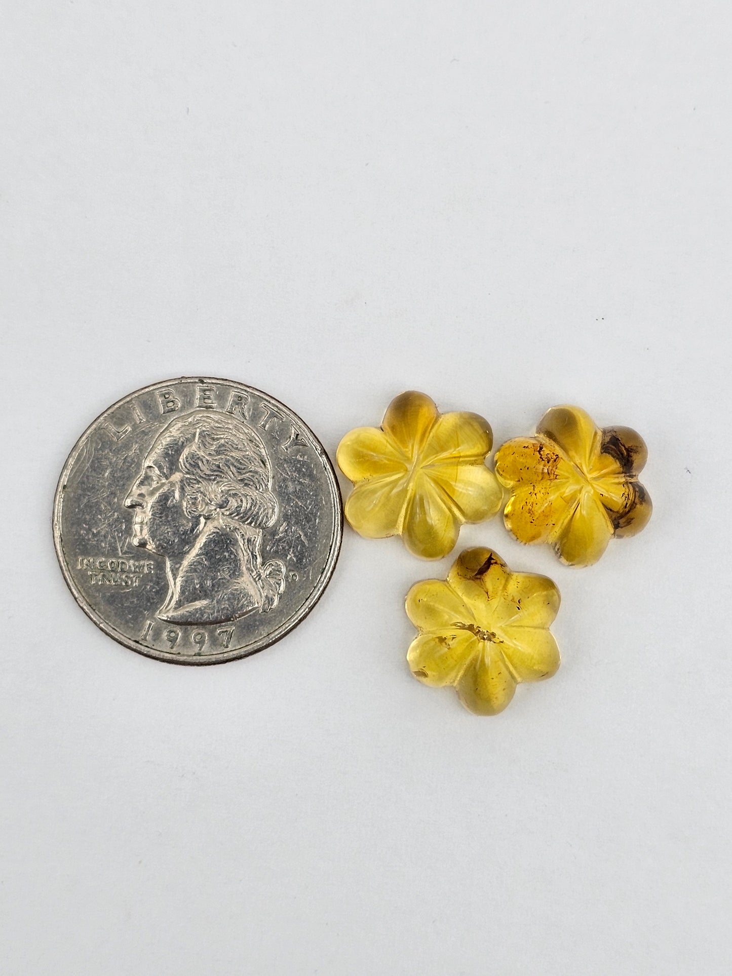 Amber authentic flower cabochon set large