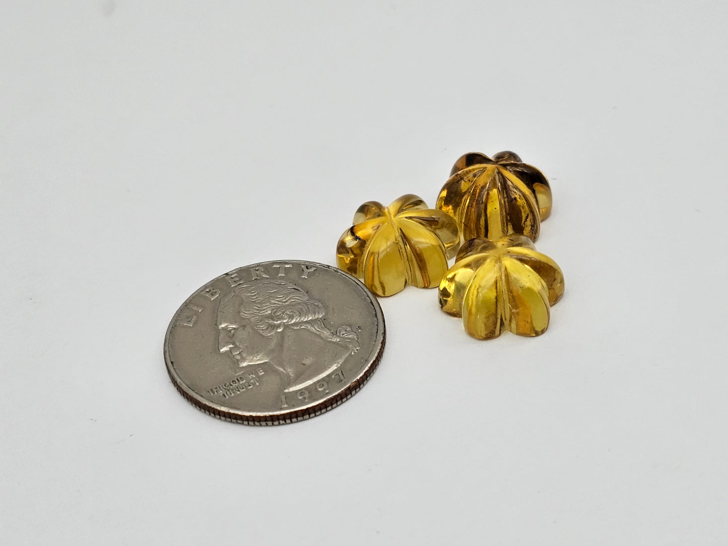 Amber authentic flower cabochon set large