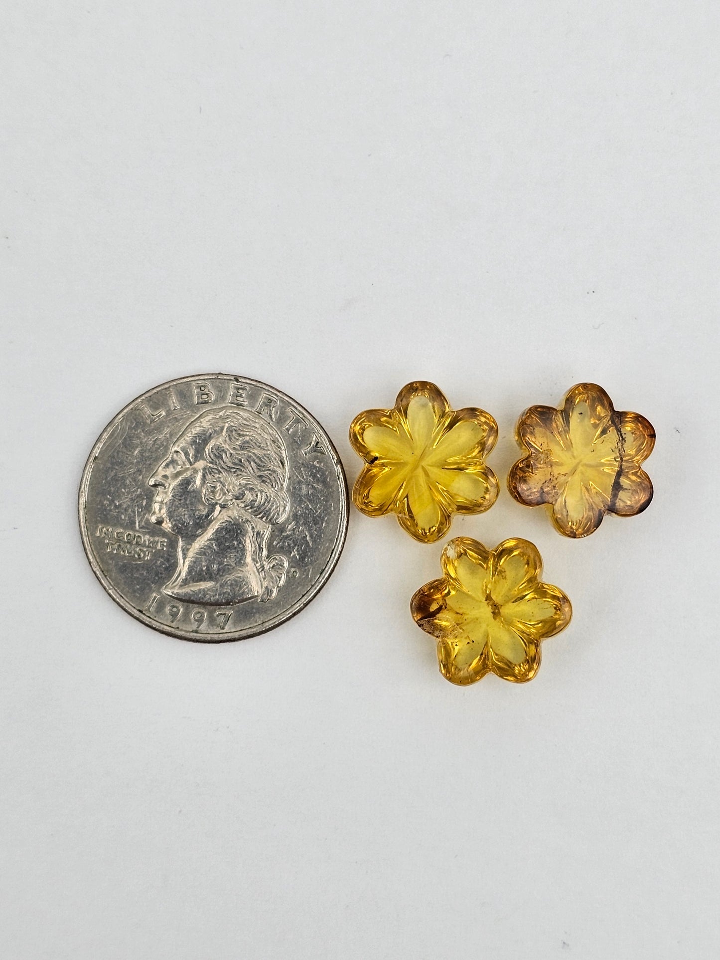 Amber authentic flower cabochon set large