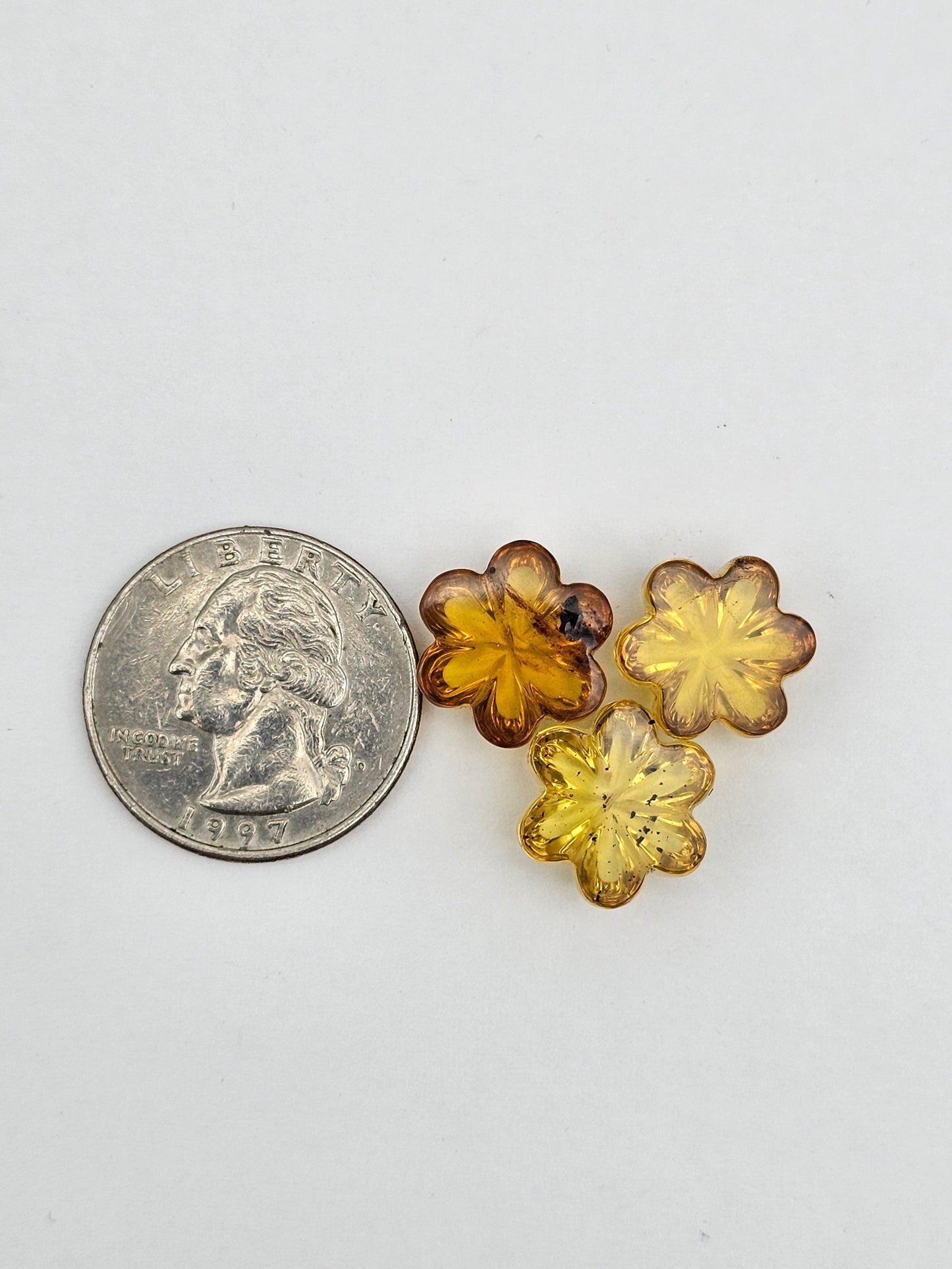 Amber authentic flower cabochon set large