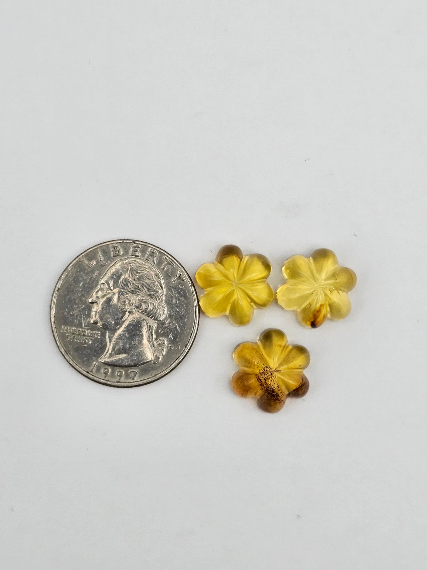 Amber authentic flower cabochon set large