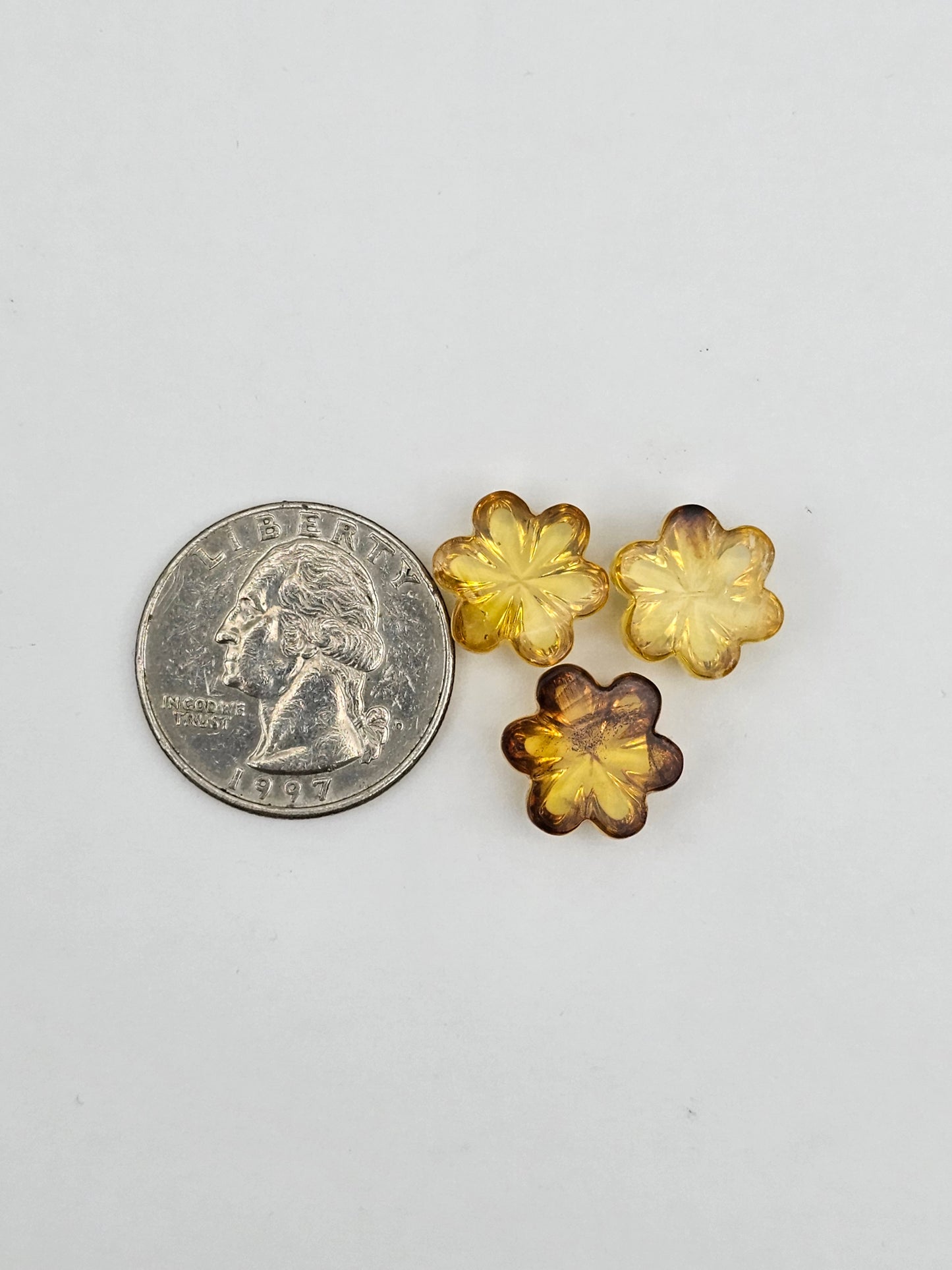 Amber authentic flower cabochon set large