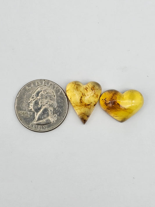 Amber authentic heart cabochon set large