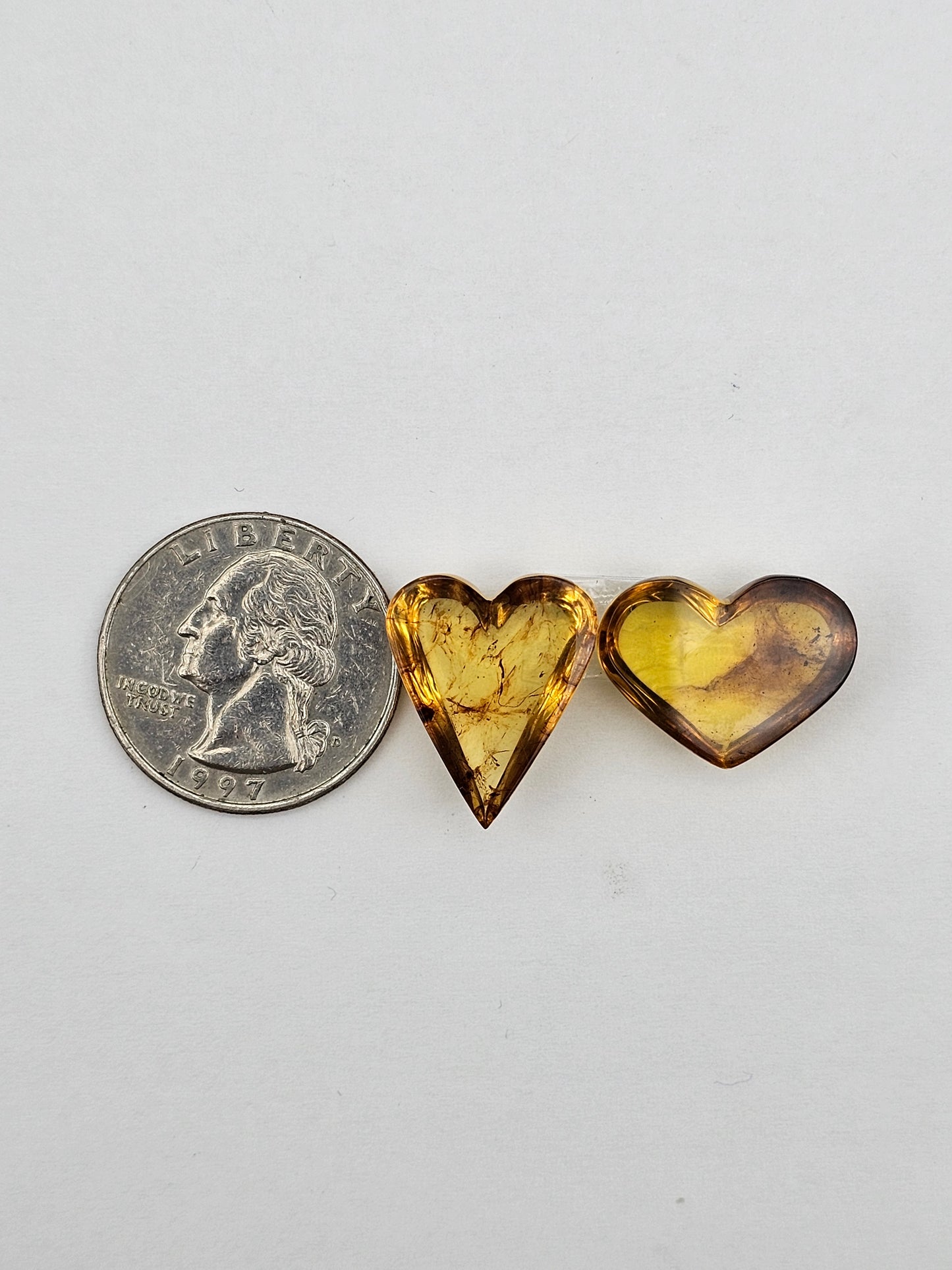 Amber authentic heart cabochon set large