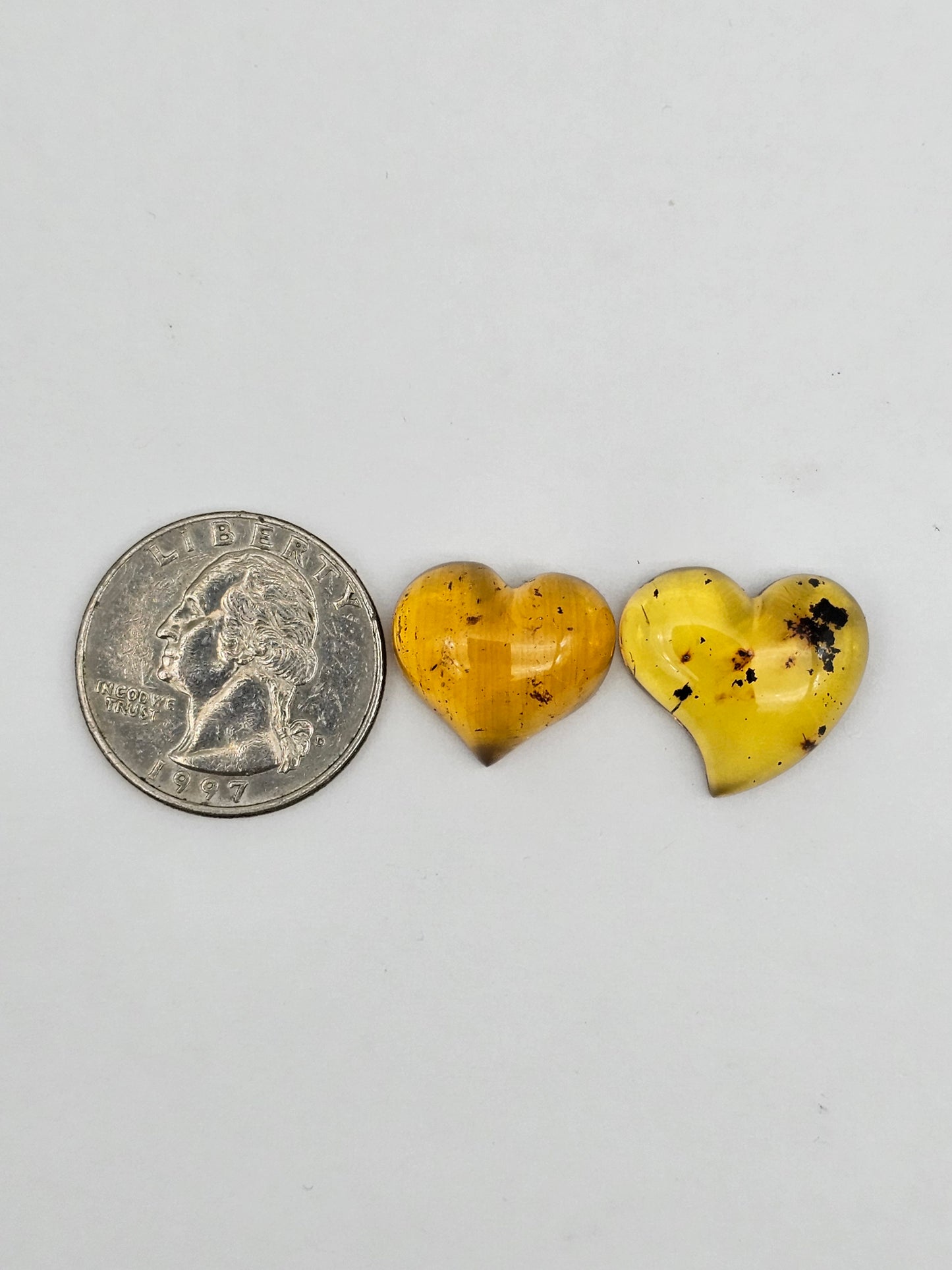 Amber authentic heart cabochon set large