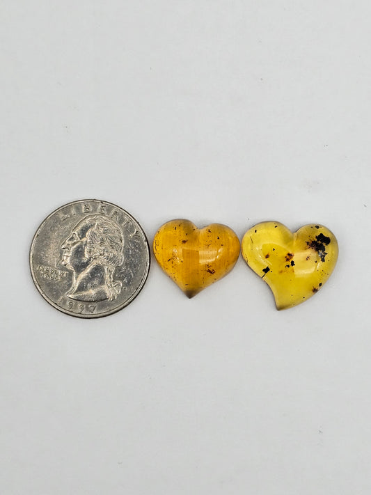 Amber authentic heart cabochon set large