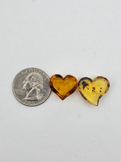 Amber authentic heart cabochon set large