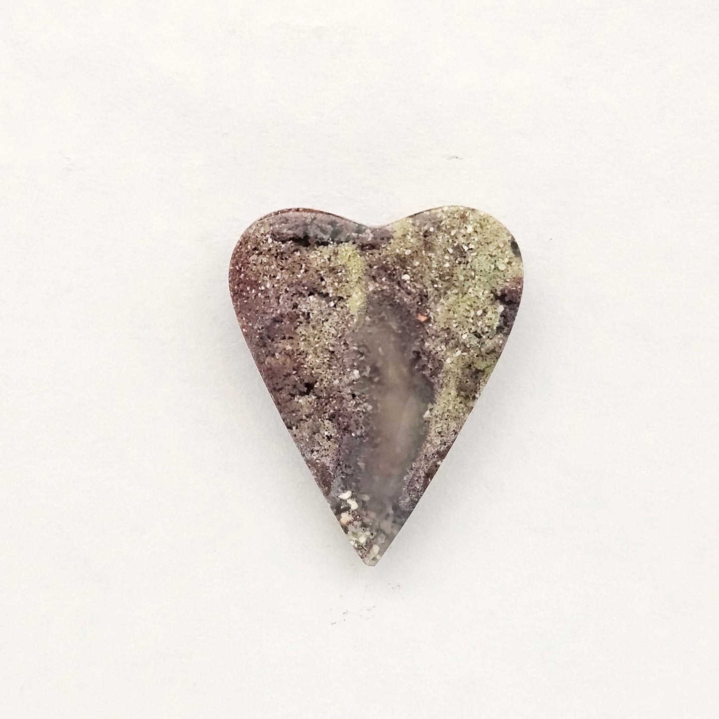 Moss agate heart cabochon