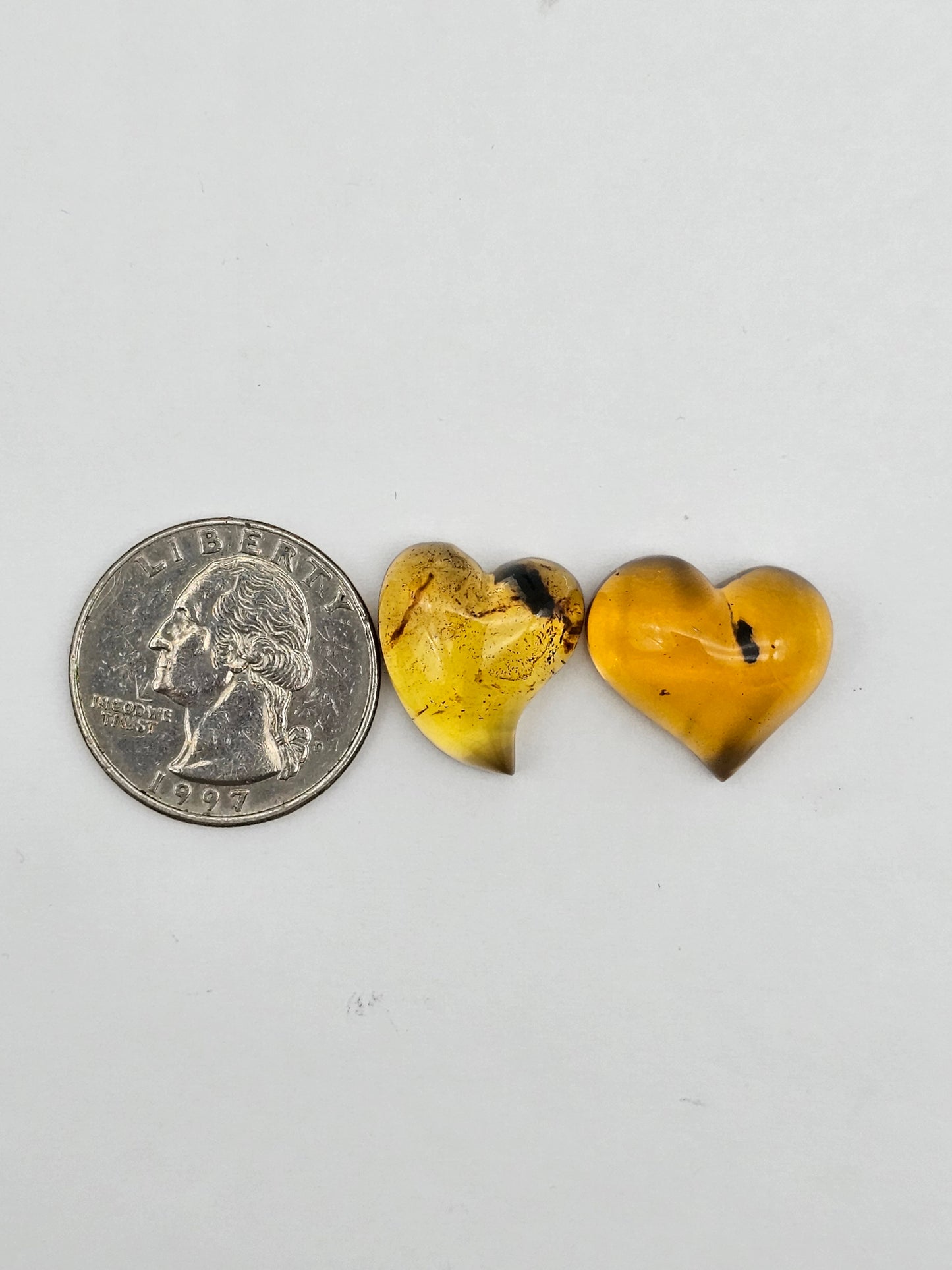Amber authentic heart cabochon set large