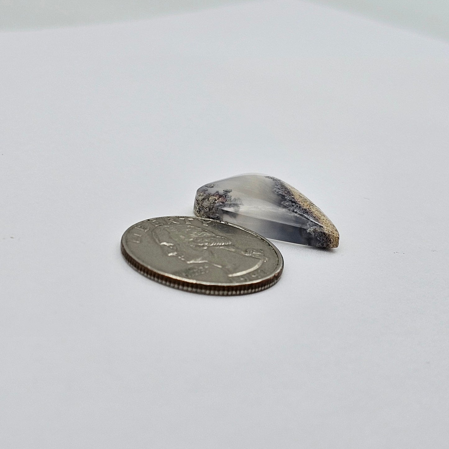 Moss agate heart cabochon