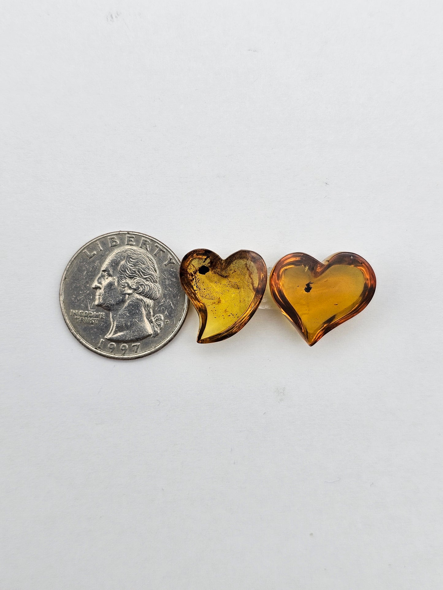 Amber authentic heart cabochon set large