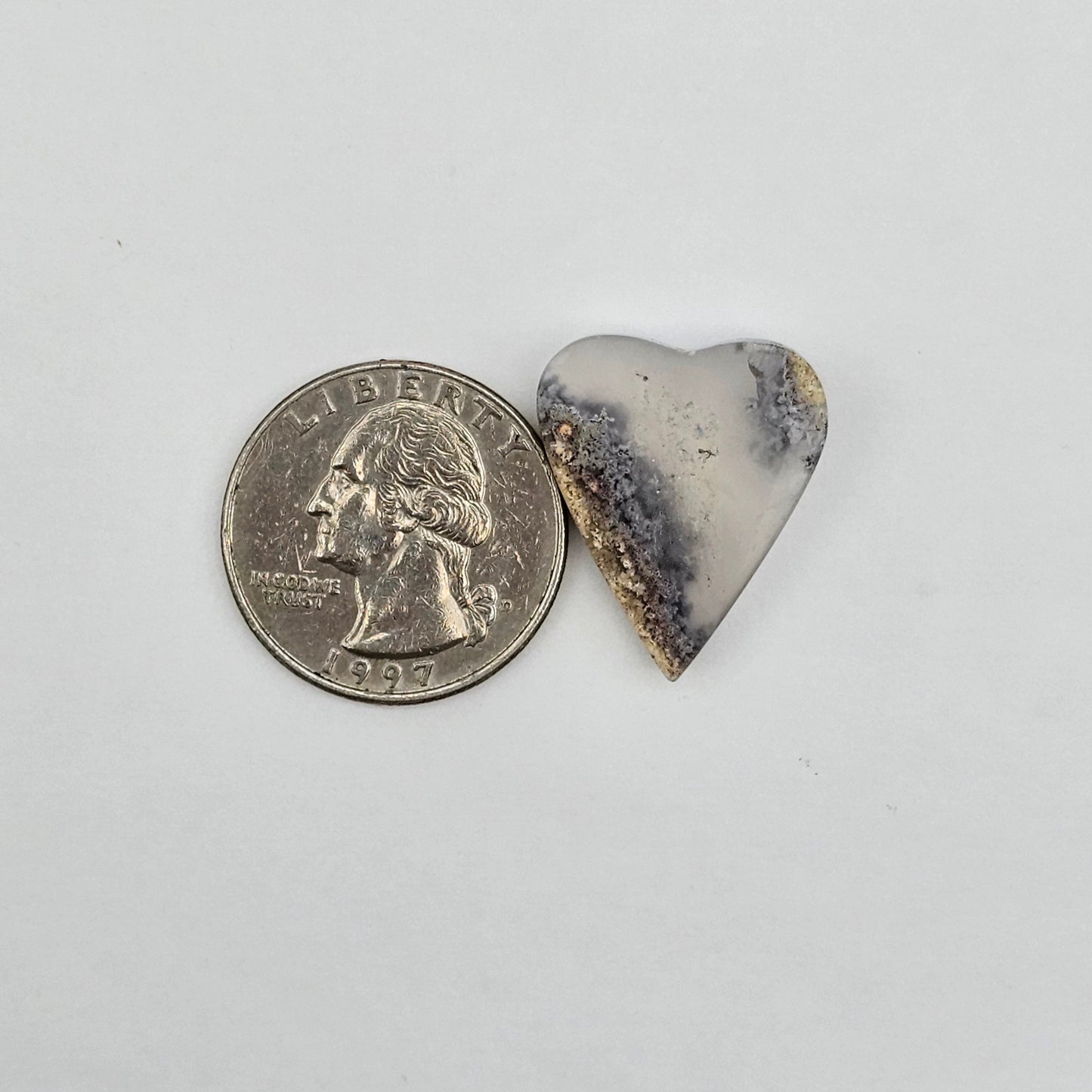 Moss agate heart cabochon