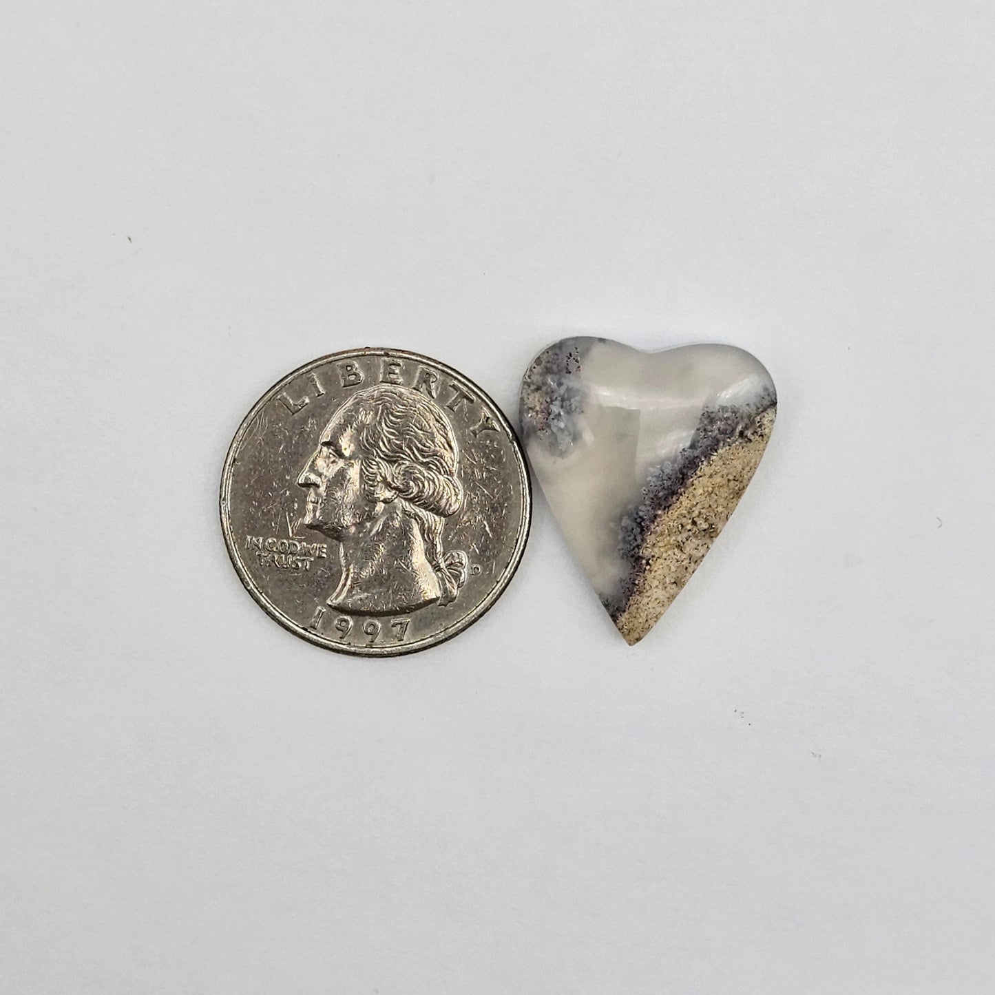 Moss agate heart cabochon