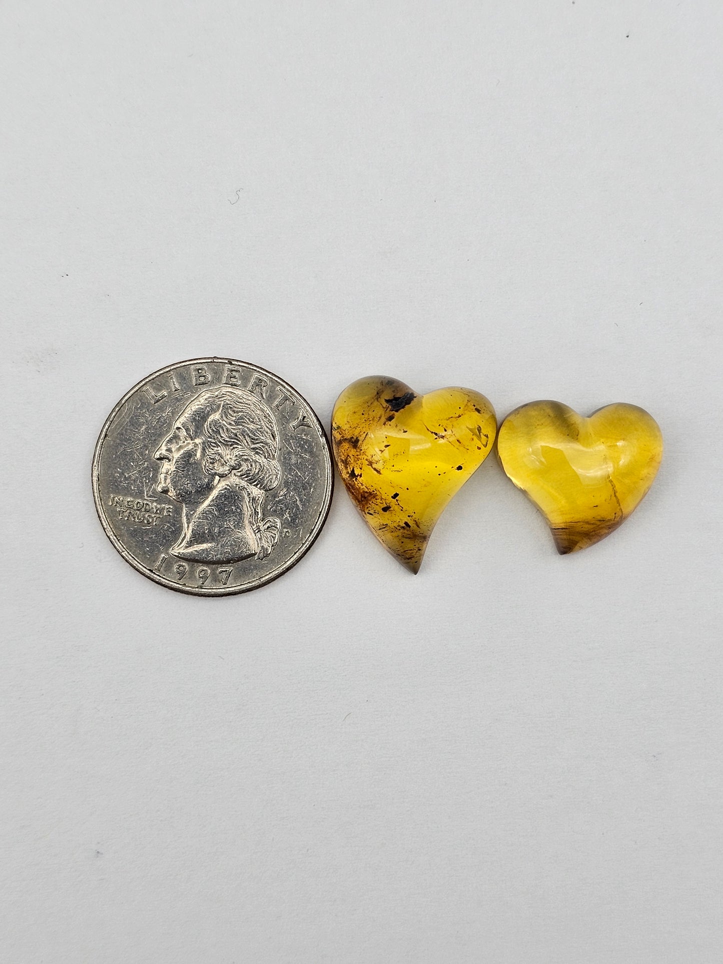 Amber authentic heart cabochon set large