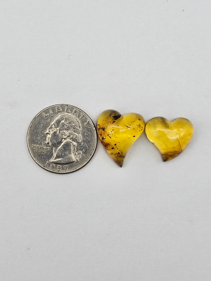 Amber authentic heart cabochon set large