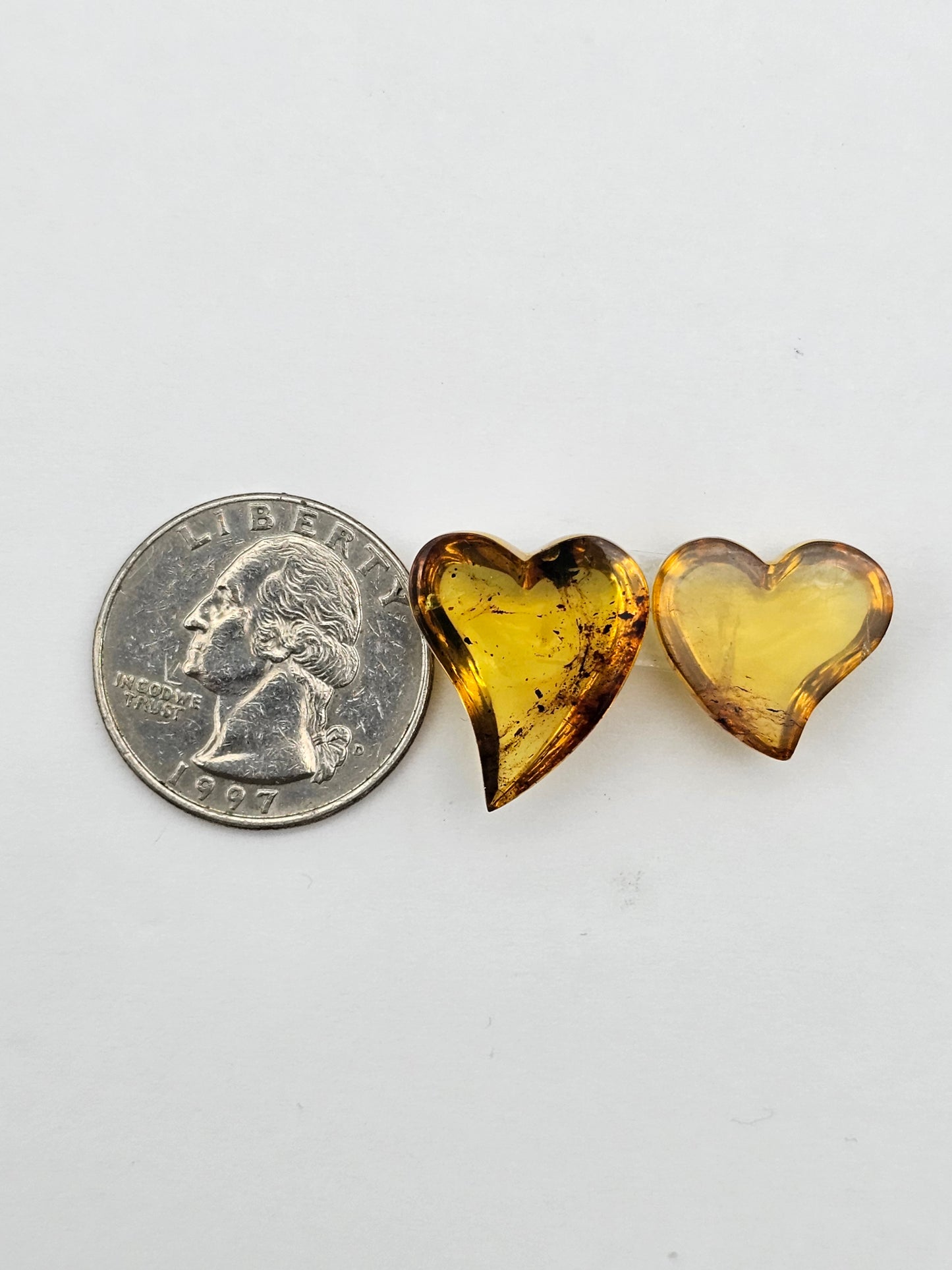 Amber authentic heart cabochon set large