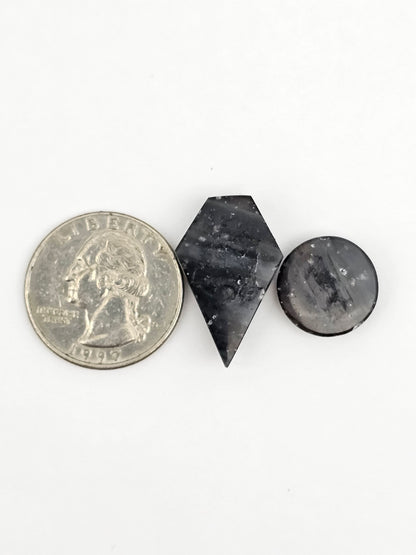 Galaxy Obsidian Geometric Cabochon Set | Natural Mexican Obsidian for Silversmiths
