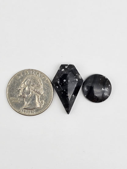 Galaxy Obsidian Geometric Cabochon Set | Natural Mexican Obsidian for Silversmiths
