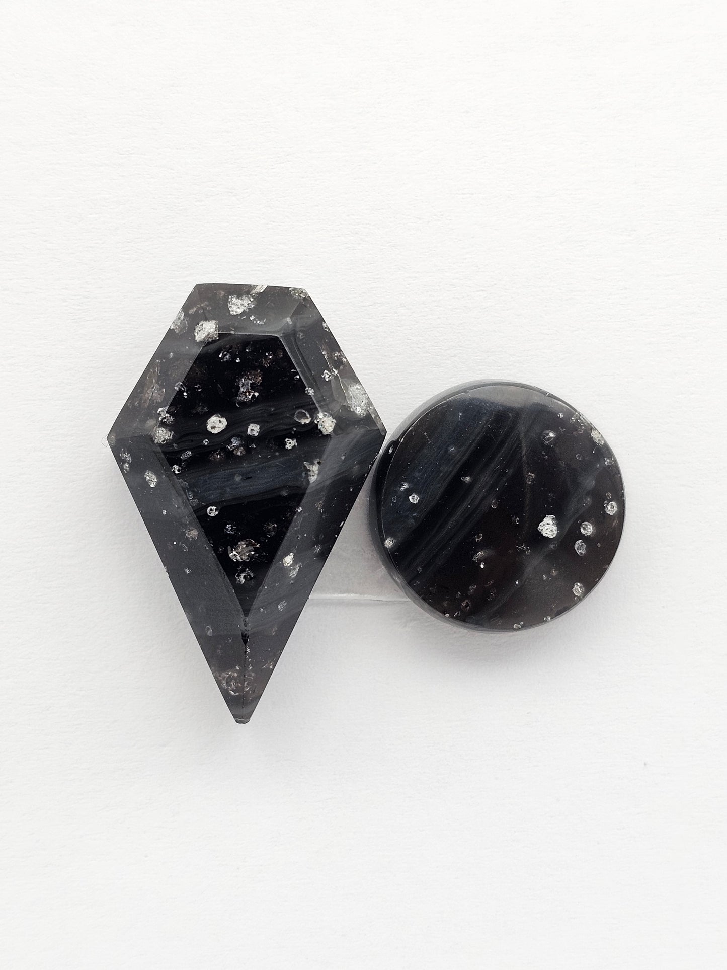 Galaxy Obsidian Geometric Cabochon Set | Natural Mexican Obsidian for Silversmiths