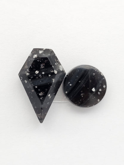 Galaxy Obsidian Geometric Cabochon Set | Natural Mexican Obsidian for Silversmiths