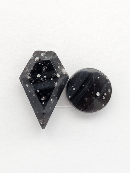Galaxy Obsidian Geometric Cabochon Set | Natural Mexican Obsidian for Silversmiths