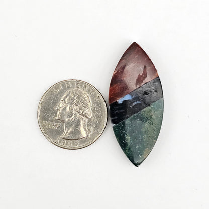 Intarsia inlay cabochon with agate and obsidian