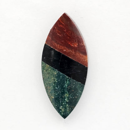 Intarsia inlay cabochon with agate and obsidian