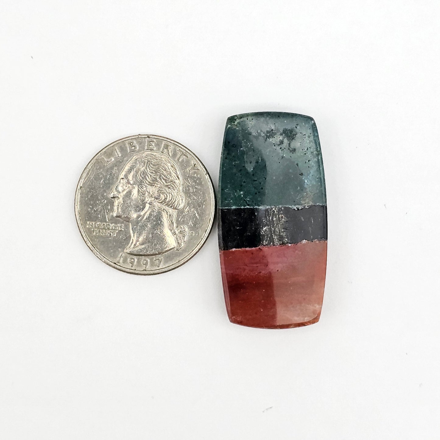 Intarsia inlay cabochon with agate and obsidian