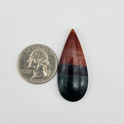 Intarsia inlay cabochon with agate and obsidian