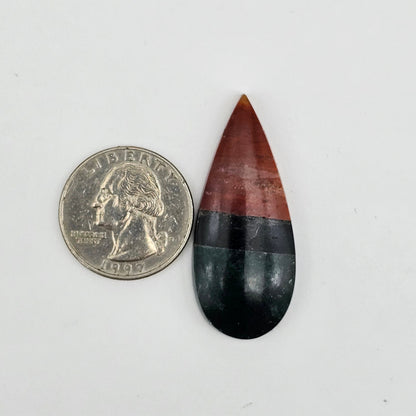Intarsia inlay cabochon with agate and obsidian