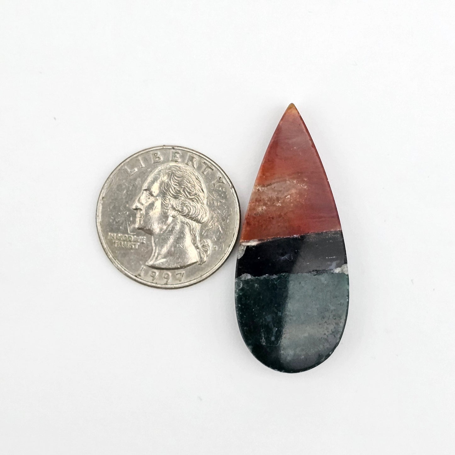 Intarsia inlay cabochon with agate and obsidian