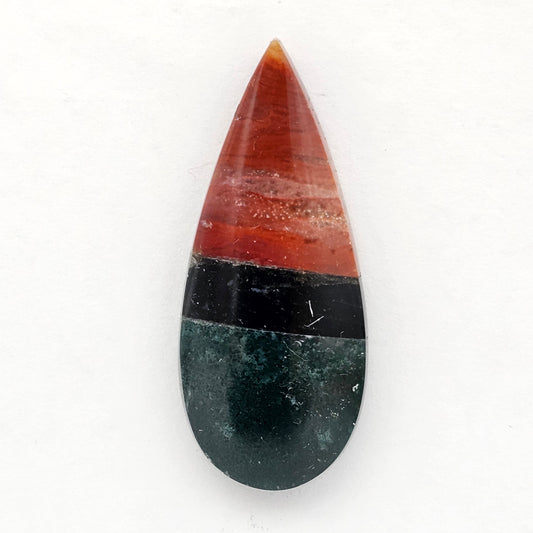Intarsia inlay cabochon with agate and obsidian