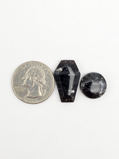 Galaxy Obsidian Geometric Cabochon Set | Natural Mexican Obsidian for Silversmiths