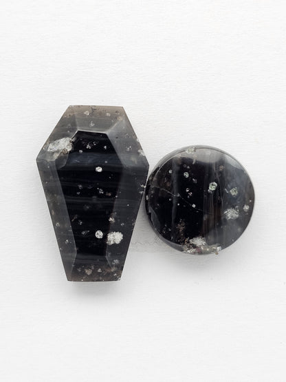 Galaxy Obsidian Geometric Cabochon Set | Natural Mexican Obsidian for Silversmiths